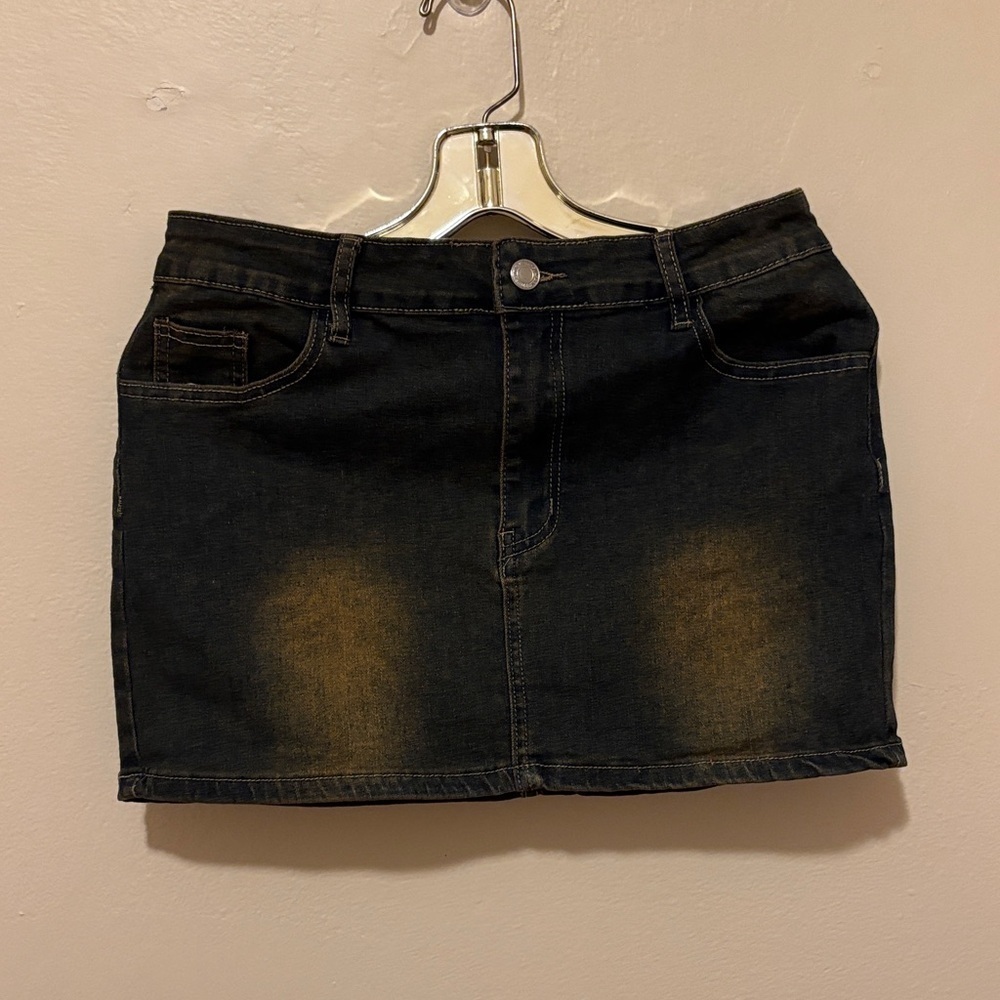 Forever 21 Denim Mini Skirt - Black and Tan